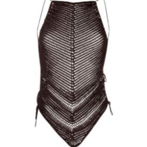 Bottega Veneta Tops - Bottega Veneta Chevron Crochet Bodysuit in Fondant